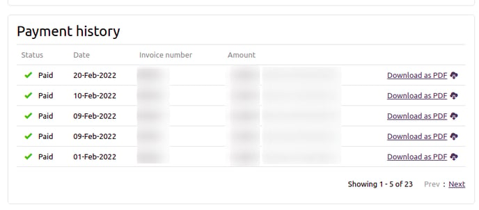 invoices history